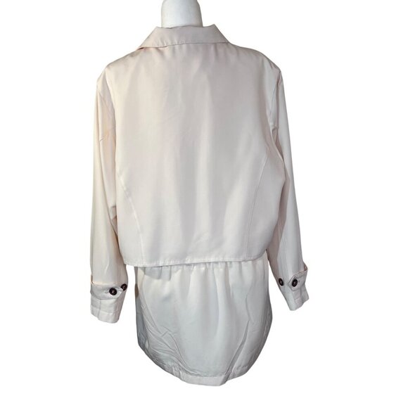 London Fog Womens Buttery Cream Lightweight Button Zipper Jacket Adjustable - L - Picture 2 of 16